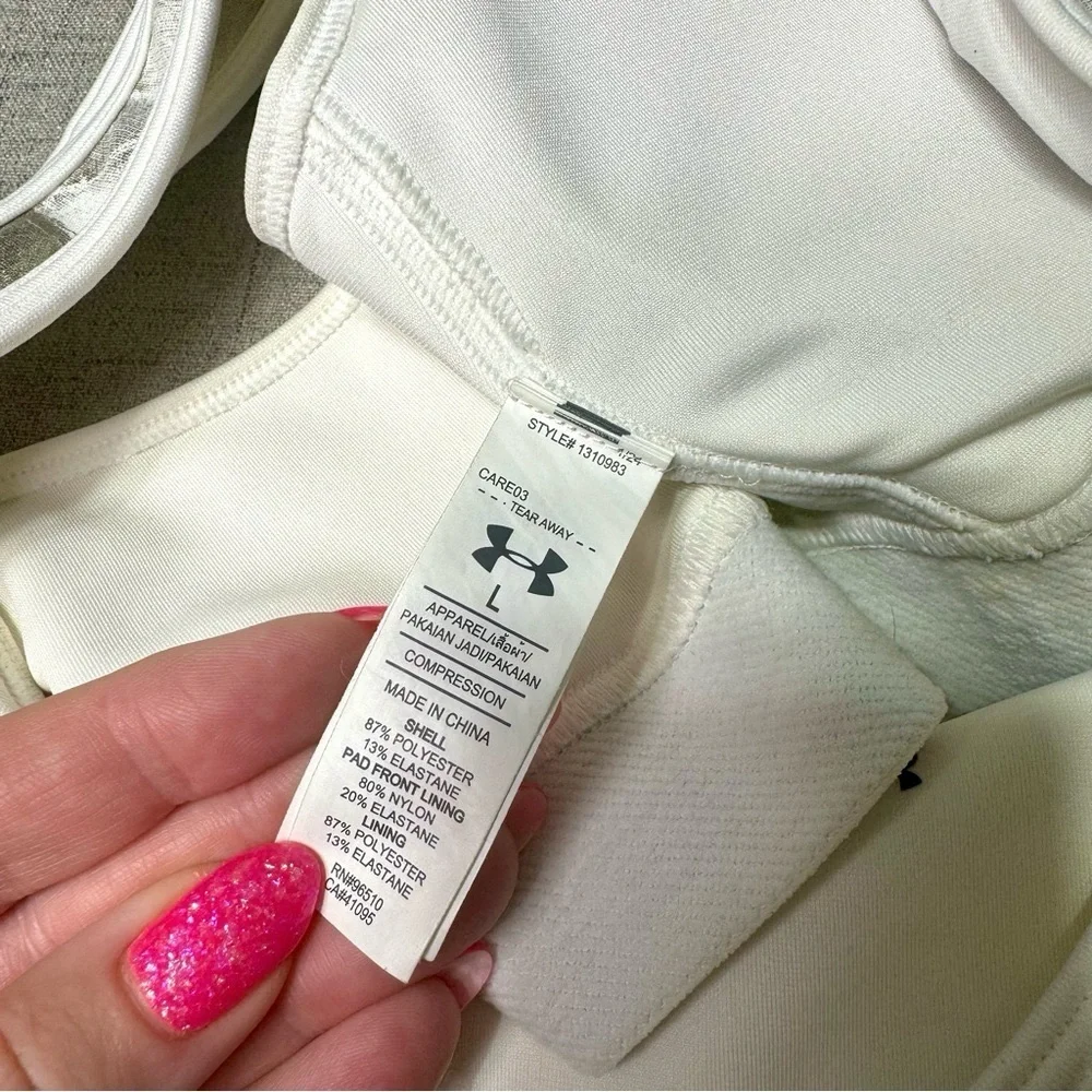 Under Armour Sports Bra Metallic Gold & White Size Large - Picture 8 of 8